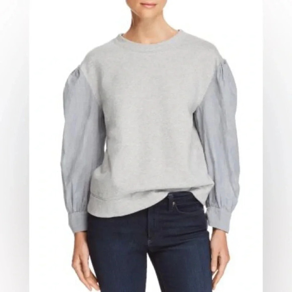 La Vie Rebecca Taylor Mixed-Media Cotton Sweatshirt Women’s Size XS - Picture 2 of 5